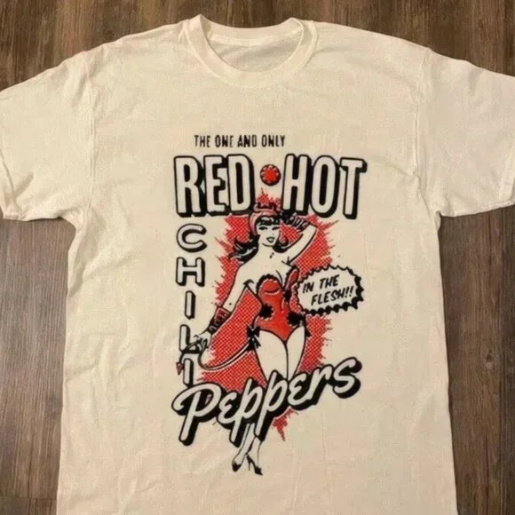 Vintage 90s Red Hot Chili Peppers T-Shirt White The One And Only In The Flesh - Picture 2 of 4